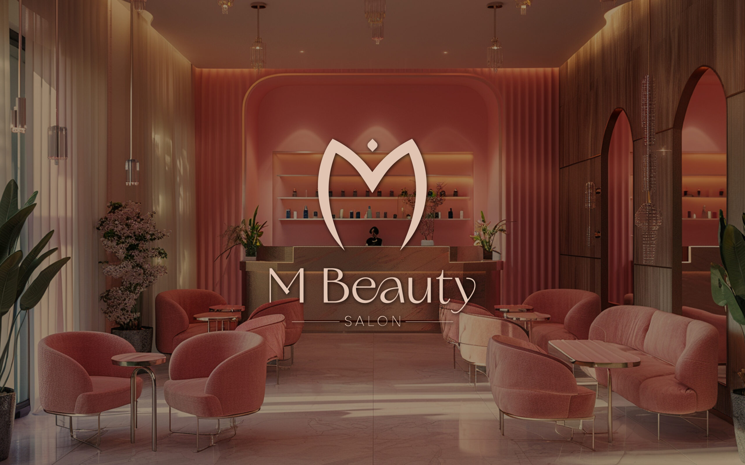 Logo dizajn pre kadernícky salón M Beauty, logo na mieru, branding, farebná paleta