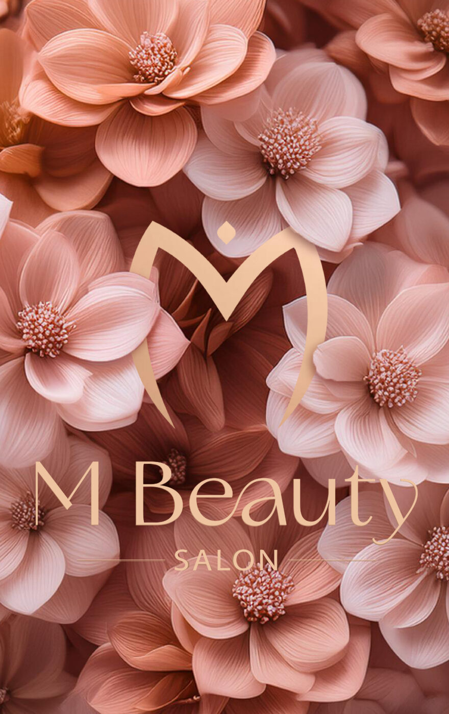 Logo dizajn pre kadernícky salón M Beauty, logo na mieru, branding, farebná paleta