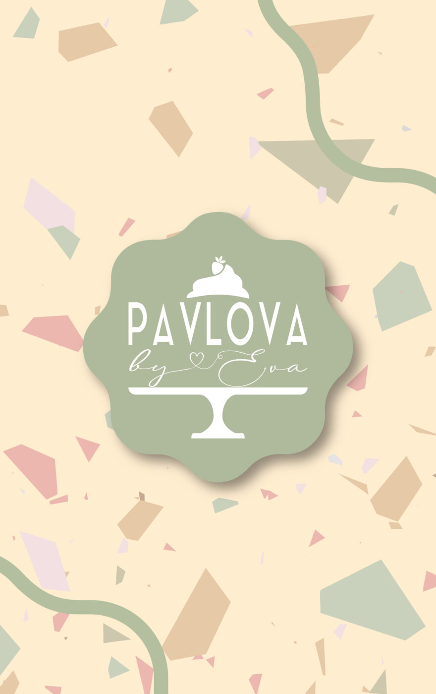 Logo na mieru pre cukráreň Pavlova by Eva, packaging, návrh produktového dizajnu, logo dizajn, branding, firemná identita, brand manuál, firemný dizajn