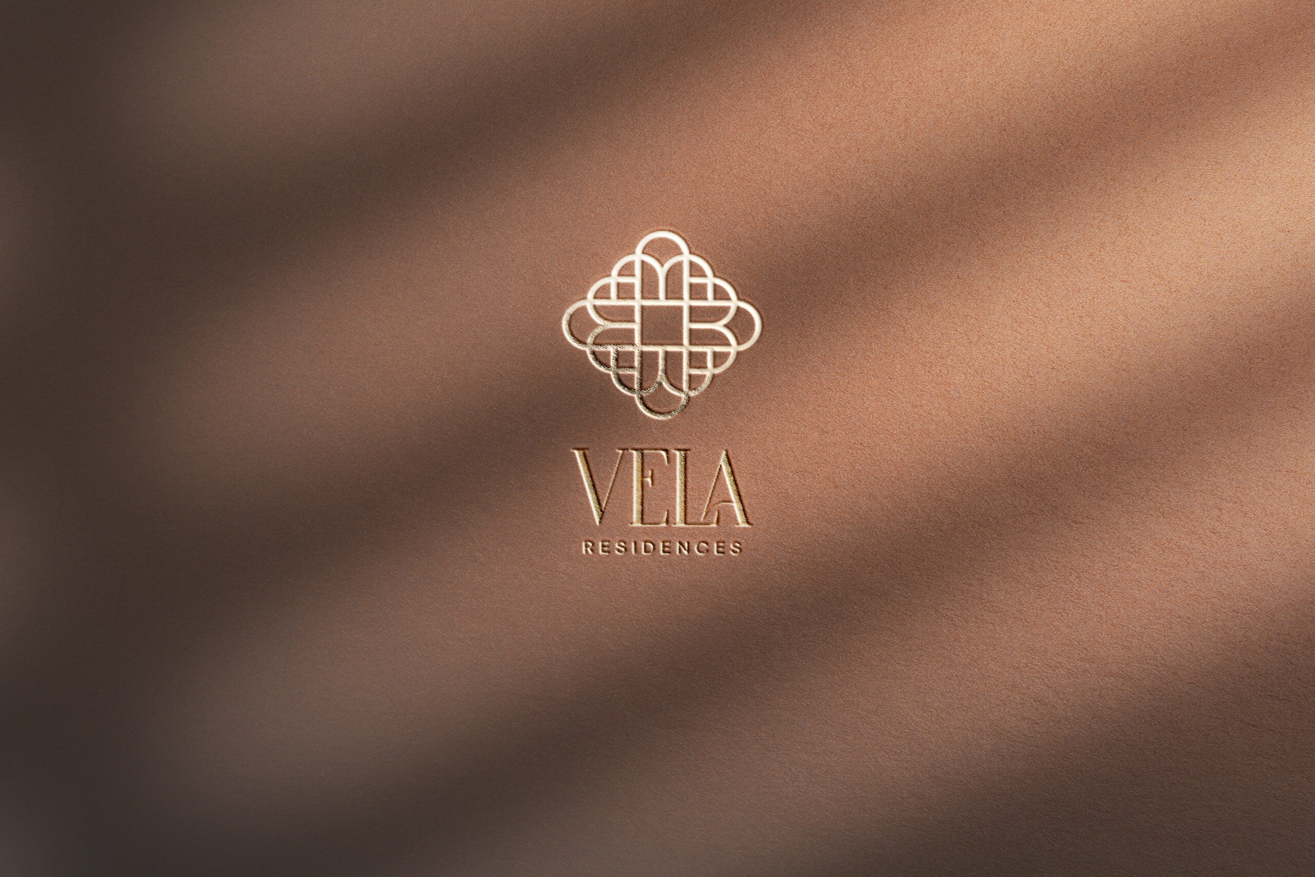 VELA Residences, logo a branding na mieru pre developerský projekt v Dubaji, dizajn loga a firemná identita, logo pre developerskú firmu