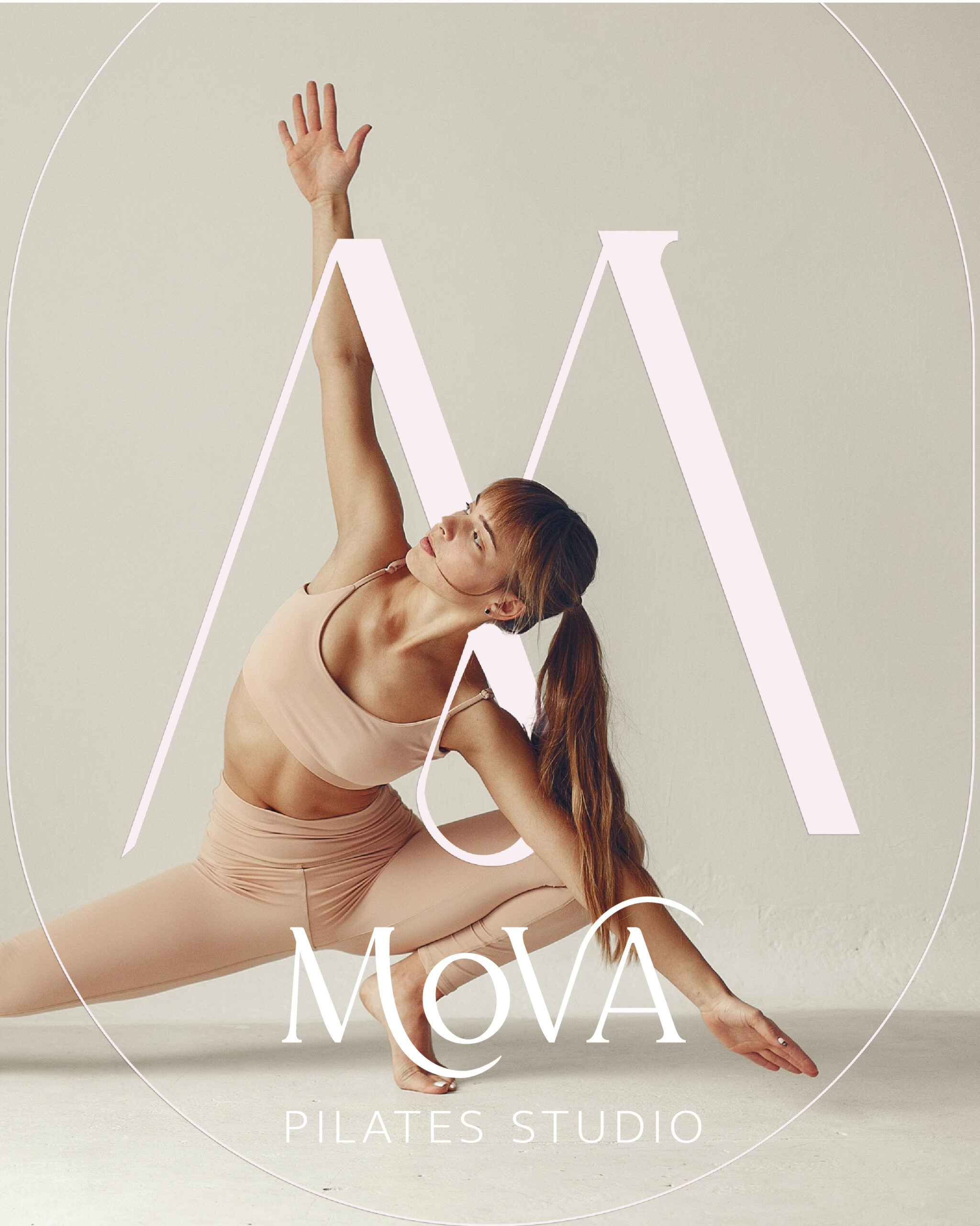 Branding na mieru pre Pilates studio MOVA Pilates, logo na mieru, farebna paleta, grafika